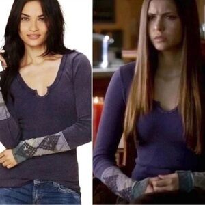 Free People Purple Kombucha Knit Long Sleeve Top ASO Elena Vampire Diaries TVD